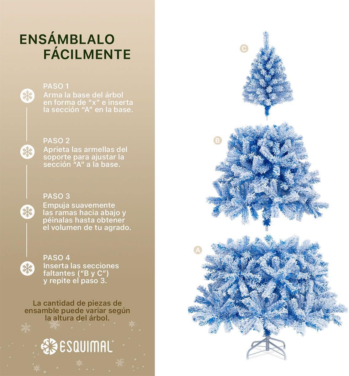 ESQUIMAL Árbol de Navidad Frondoso con Ramas Escarchadas, Pino Navideño (Rosa Nevado, 2.2 m)