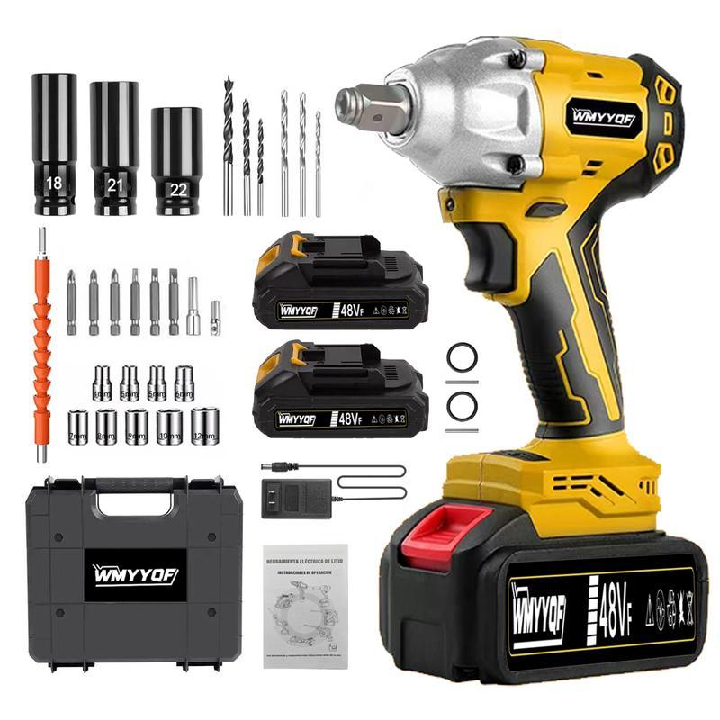 Taladro Atornillador Impacto Recargable，Modelo Amarillo 31 Accesorios / Negro 10 Accesorios，2 Baterías | Ideal Mecánica, Hogar, Construcción y Proyectos DIY
