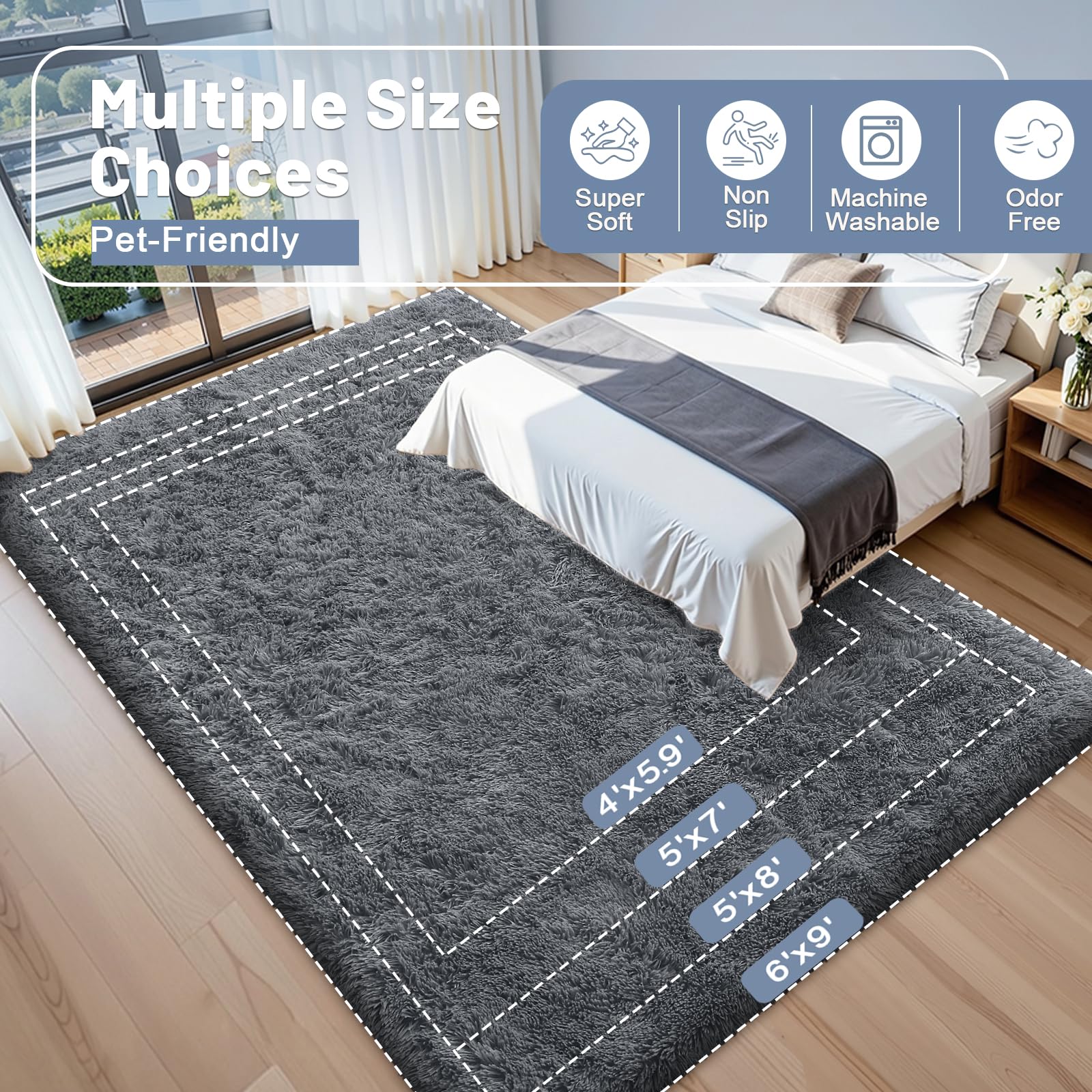 OLANLY - Alfombras de área grande lavables a máquina, 9 x 12 pies (274 x 366 cm), para sala de estar, recámara, alfombra suave y esponjosa para junto a la cama, alfombra de piso interior para niños y