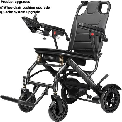 VBAOFOO- Silla de ruedas eléctrica para adultos y personas mayores, marco de aluminio ultraligero, plegado de 3 segundos, capacidad de 420 libras, viaje todo terreno, scooter de movilidad amigable