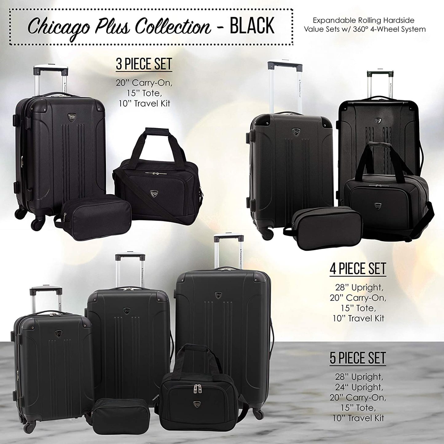 Equipaje giratorio extensible duro de Travelers Club Chicago-----Máscara para ojos