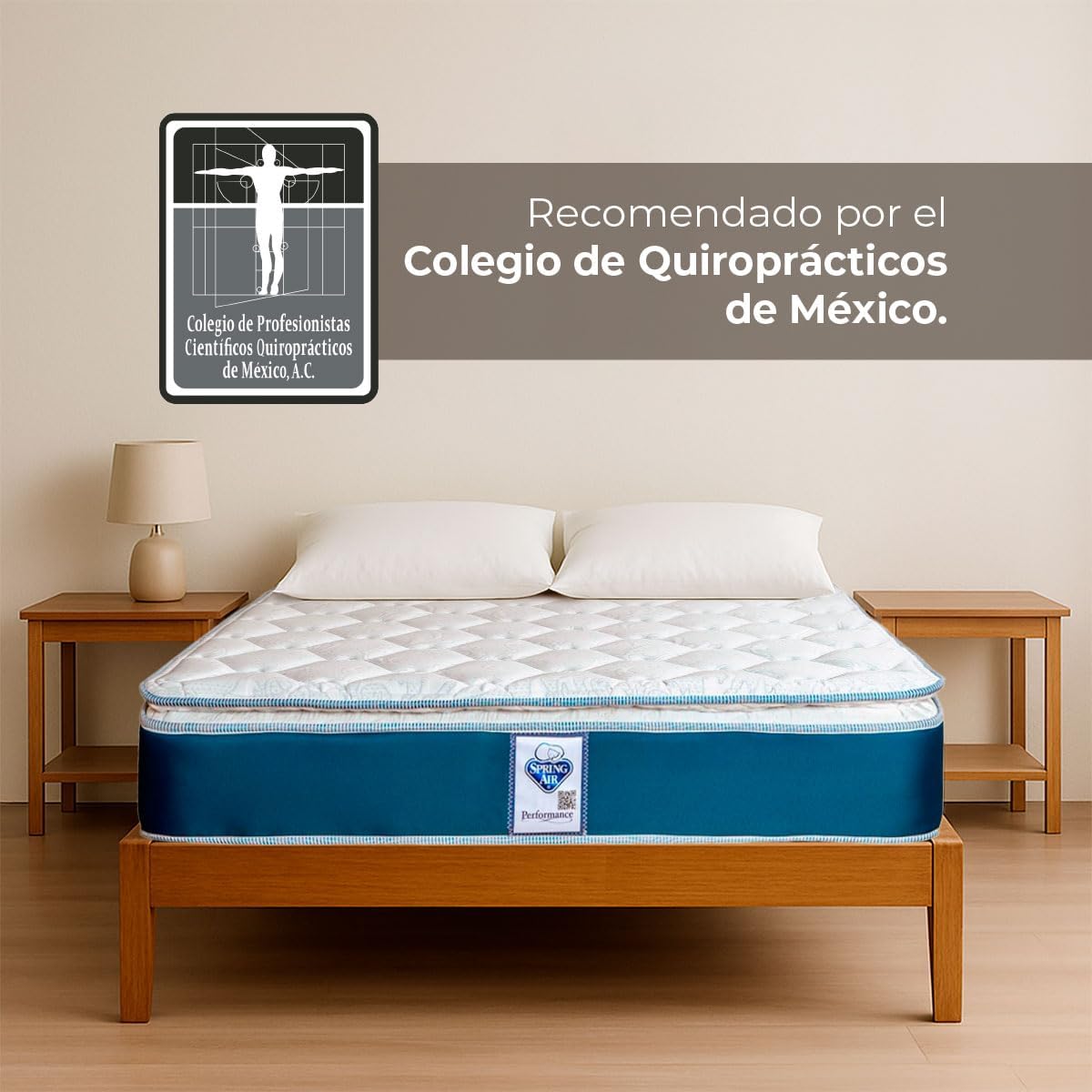 Spring Air Pack Colchón COTA Matrimonial Más 2 Almohadas y Cubre Colchon, Juego De Sabanas | Tecnología Performance | Confort y Soporte Ortopédico | Colchon Confort Medio