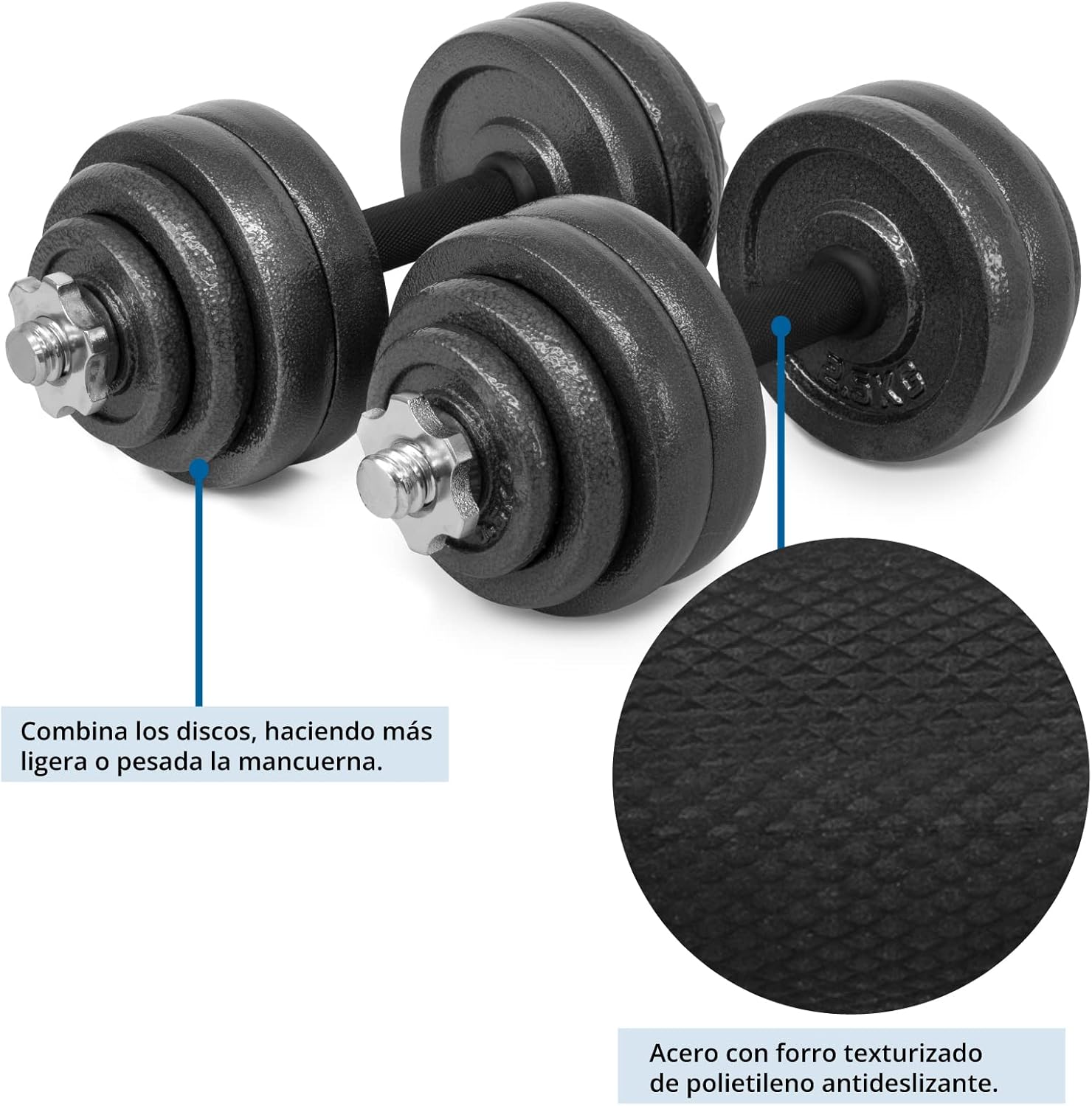 Altera Set de Mancuernas y Discos, Pesas Ajustables con Estuche para Ejercicio