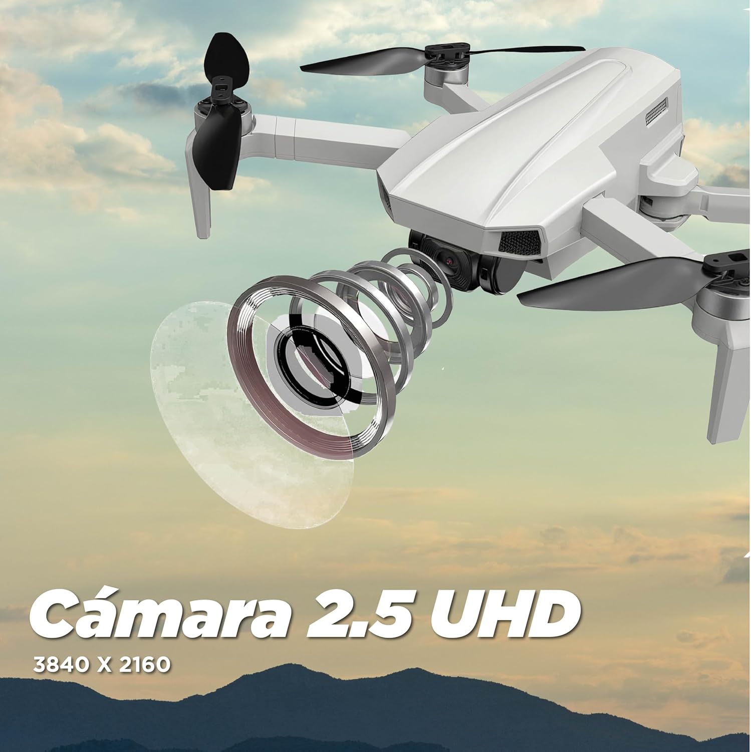 Binden - Drone Profesional B19 EIS, Cámara 2K, Sensor de Flujo Óptico, GPS, Barómetro, Quadcopter con Control Remoto, Funciones Inteligentes, 21 minutos de Vuelo - Gris Claro