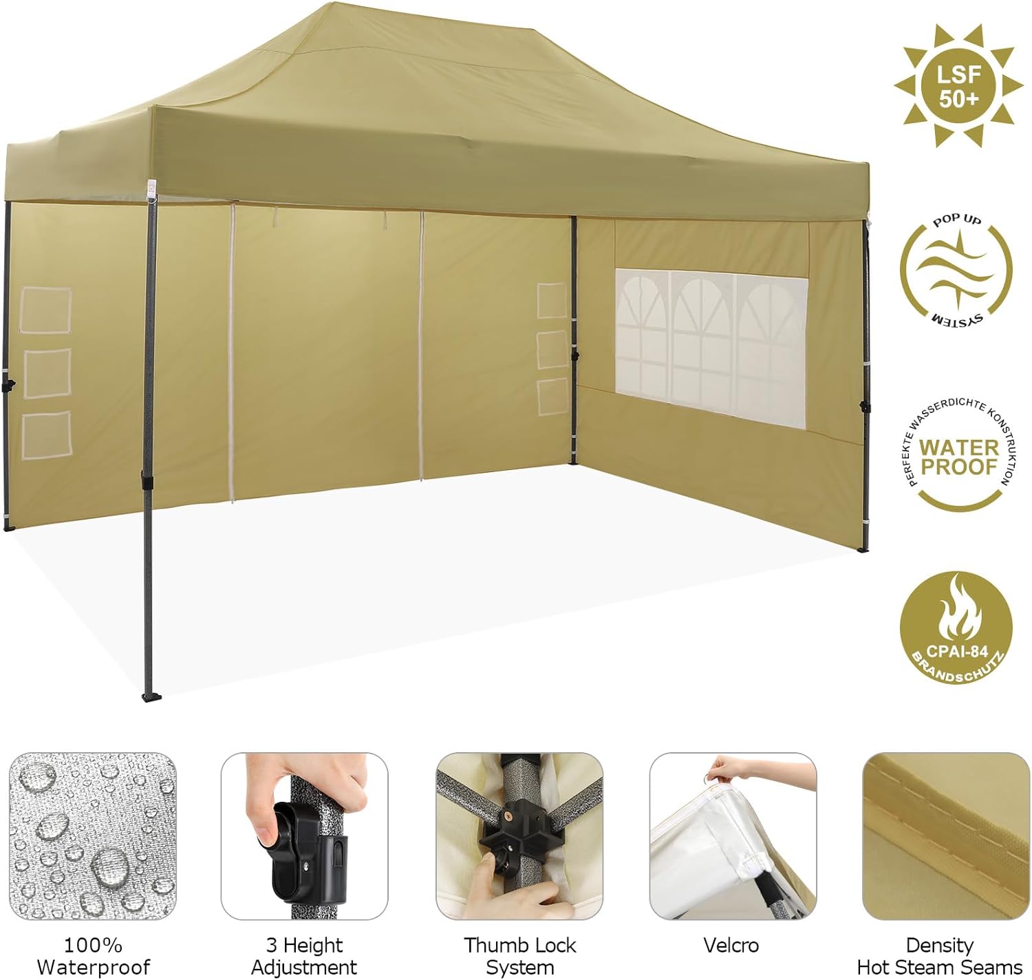 COBIZI - Toldo desplegable de 10 x 20 Pulgadas con 6 Paredes Laterales, toldo Impermeable para Eventos al Aire última intervensión, UPF 50+ cenador portátil para Fiestas, Playa, Camping, Boda,