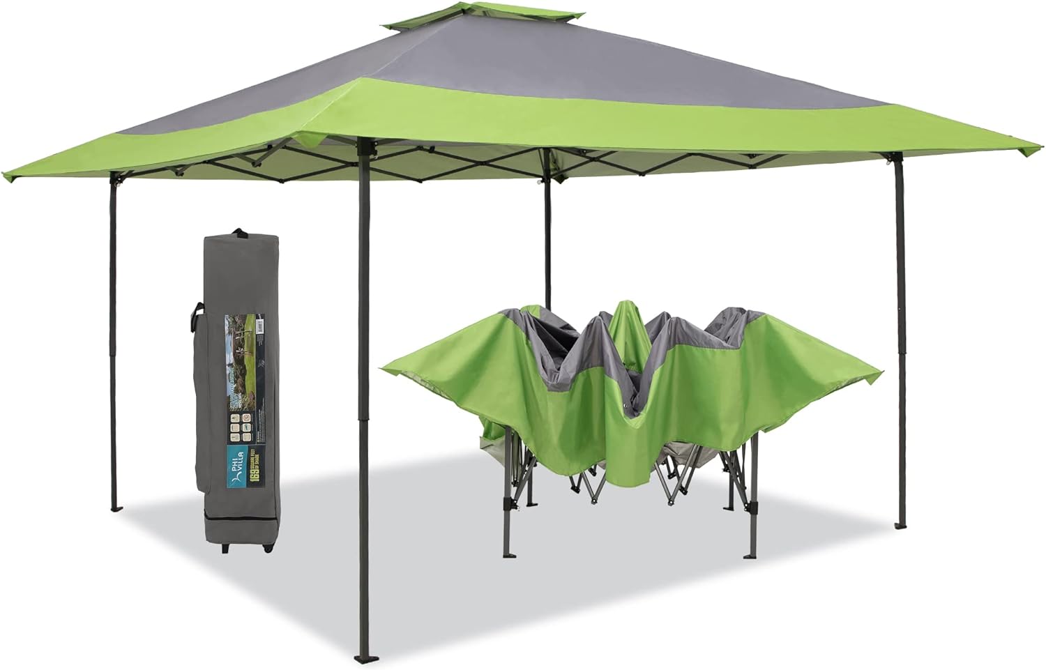 PHI VILLA - Toldo parasol con bloqueo UV de 4 x 4 m con kits de herramientas, pantalla de cenador para patio al aire libre, eventos de jardín, marrón-Clavijas de tierra para tienda de campaña al aire libre, clavijas para campamento con dosel