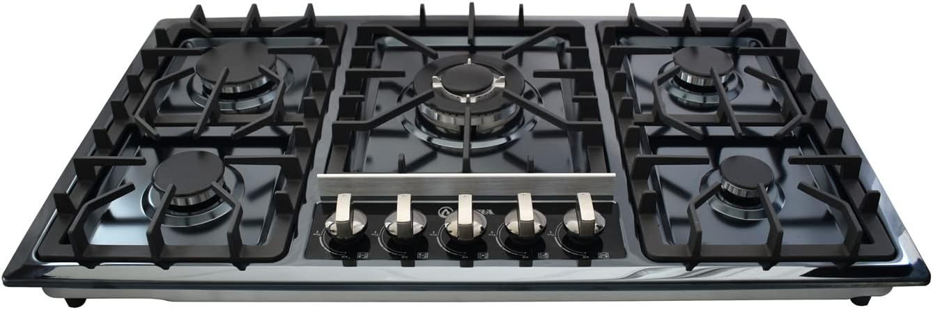 SUPRA Parrilla a Gas de 5 Quemadores Empotrable - 87 cm, Modelo 5Q-EB-87