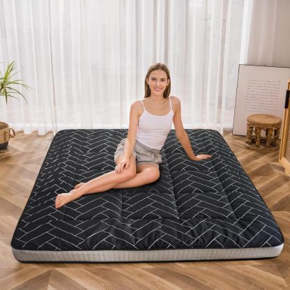 MAXYOYO - Puf plegable para sofá, cama, colchón de piso para adultos, extra grueso, 6 pliegues, sofá para recámara, sala de estar, beige, 135 x 240 cm