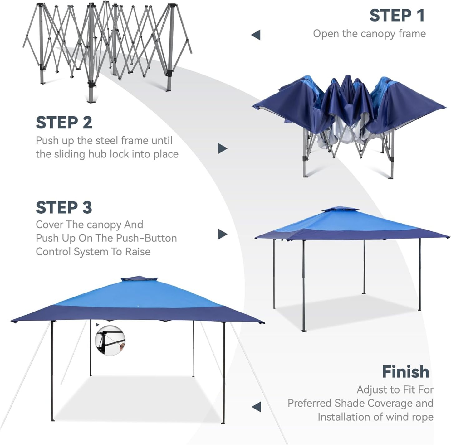 PHI VILLA - Toldo parasol con bloqueo UV de 4 x 4 m con kits de herramientas, pantalla de cenador para patio al aire libre, eventos de jardín-toallita mágica esponja