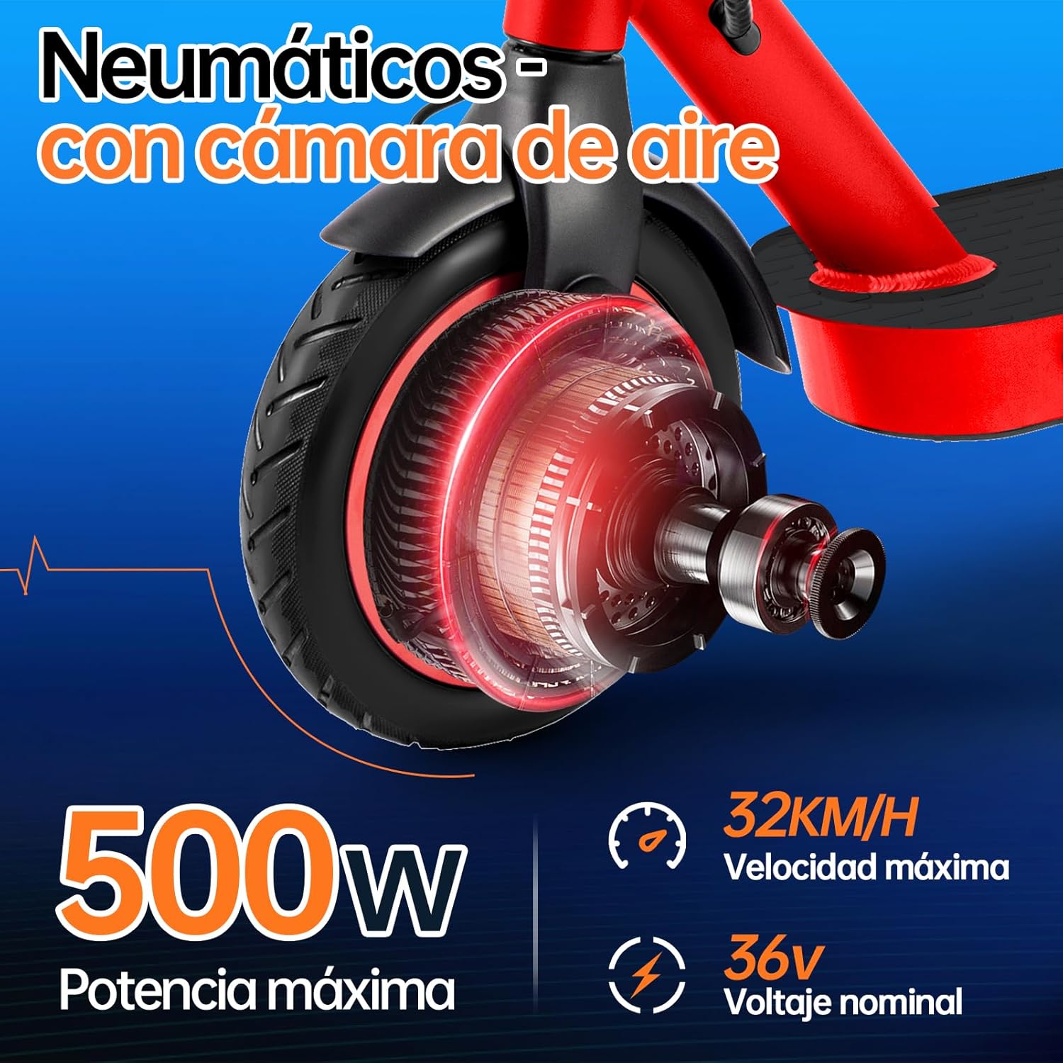HONEYWHALE M2 Pro Scooter Eléctrico Plegable para Adultos, Motor de 500 W de Potencia Máxima, 22km con una Carga Completa, Velocidad Máxima 32km/h, Patin Eléctrico con App Control Bluetooth