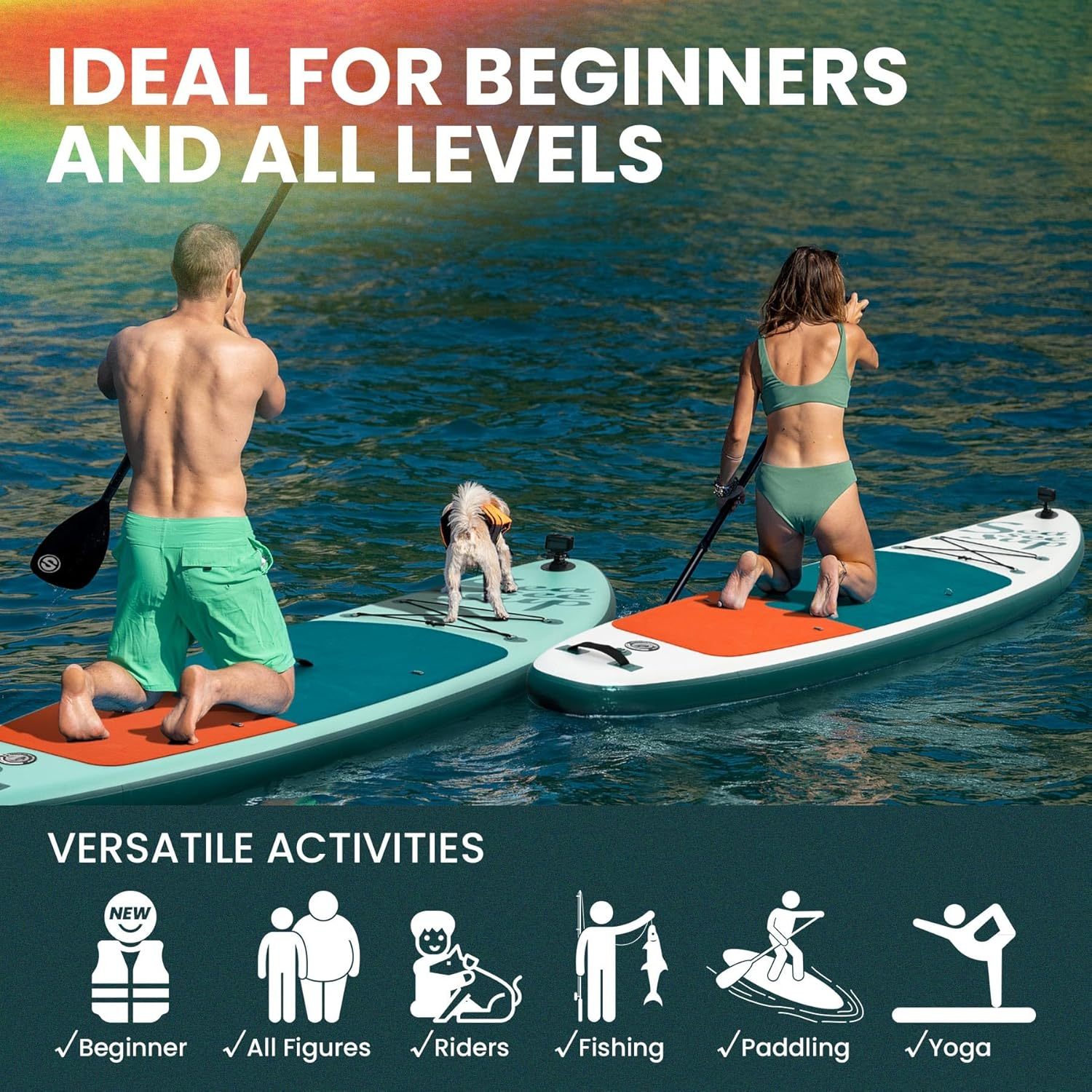 SEASEESUP Tablas de Remo inflables con Accesorios Sup, Tabla de Remo de 12 pies, Duradera, Ligera, diseño Estable de 33 Pulgadas de Ancho para Adultos con sobrepeso