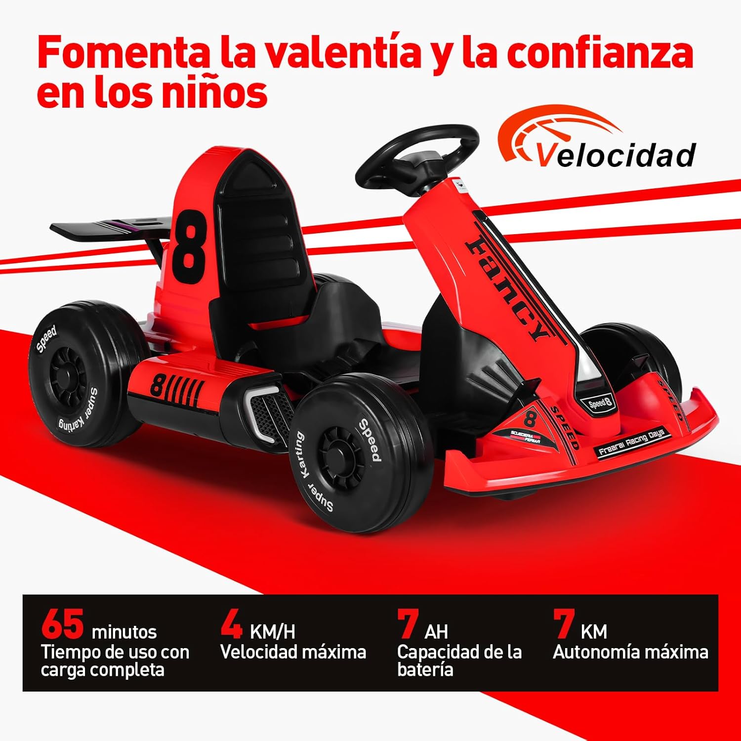 HONEYWHALE Go Kart Eléctrico para Niños con Asiento Ajustable, Modo Control Remoto, Velocidad Máxima 4km/h, Carro Electrico Niño Montable con Luz Led y Musica, Moto Electrica Infantil Niño