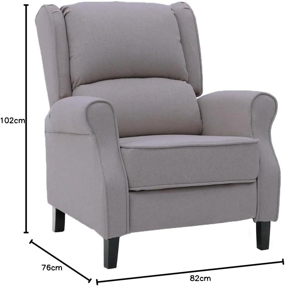 VANLIG | Sillón Reclinable Manual de Tela | Reposet Confortable Individual | Ajustable | Espuma Alta Densidad | Fácil Instalación | Material Premium | Color Gris