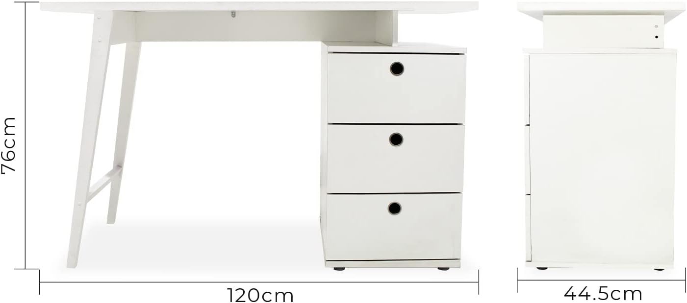 MUNDO IN MUEBLES Escritorio Milano Minimalista | Ideal para Home Office y Estudios | con Cajones y Montaje Sencillo | Estructura Robusta Que Soporta hasta 25 Kg | Gran Espacio de Almacenamiento