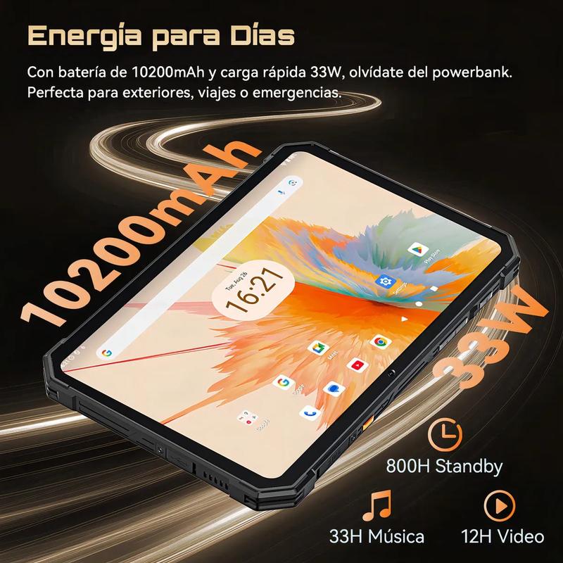 Cubot Tab Kingkong Mini 2026, 16GB RAM, 128GB ROM, 8.7 Pulgadas, Batería 10200mAh, IP68/IP69K, Android 15, Cámara 48MP, Resistente a Golpes, Luz de Camping, Control Parental, Ideal para Viajes y Trabajo