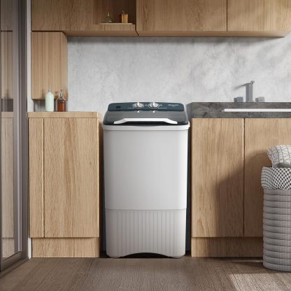 Hisense Lavadora WSFF1501, Semiautomática, 15 Kg, Temporizador de Lavado y Centrifugado, 55x52x91cm(AnchoxLargoxAlto), Blanco/Gris