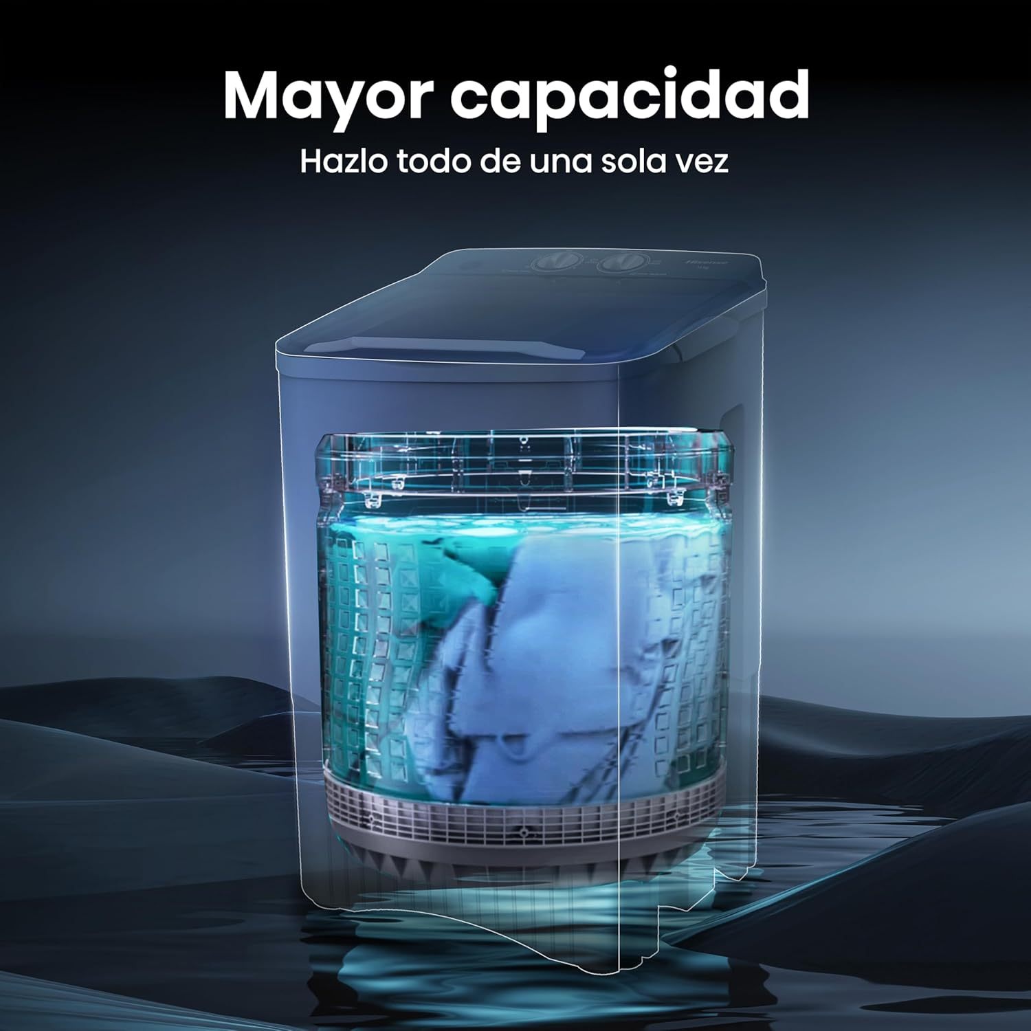 Hisense Lavadora WSFF1501, Semiautomática, 15 Kg, Temporizador de Lavado y Centrifugado, 55x52x91cm(AnchoxLargoxAlto), Blanco/Gris
