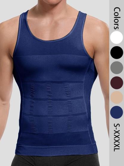 Men Seamless Compression Tank Top Slim Fit Body Shaping Undershirt Breathable Stretch Vest Elegant Tank Top for Workout Daily Wear Modern Tank Top
