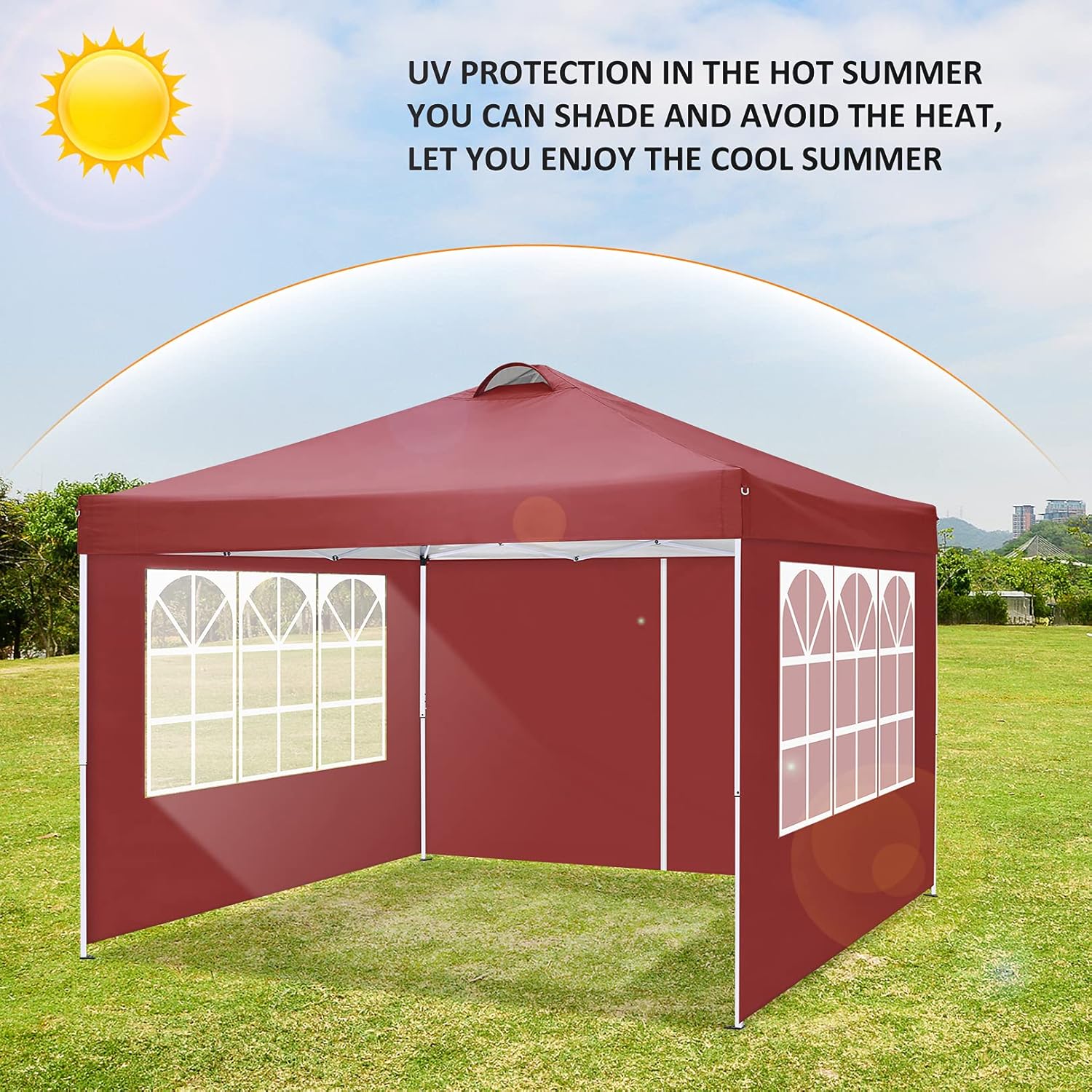 COBIZI - Toldo desplegable de 10 x 20 Pulgadas con 6 Paredes Laterales, toldo Impermeable para Eventos al Aire última intervensión, UPF 50+ cenador portátil para Fiestas, Playa, Camping, Boda,