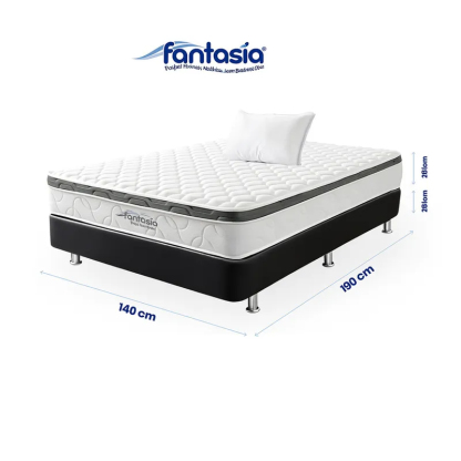 Colchón con Base Cama Doble Firmeza Media Ortopédico Resortado con Pillow Dreamax One 140 x 190 cm + 2 Almohadas Colchones Fantasía