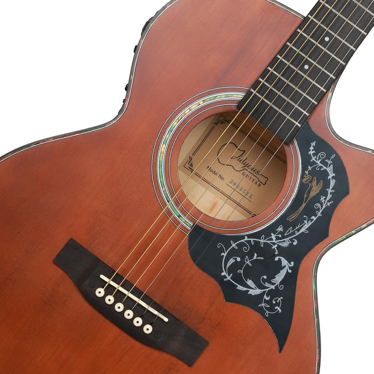 Kit de guitarra eléctrica acústica de 39 pulgadas con ecualizador de 4 bandas con estuche, juego de cuerdas, capo, paño de limpieza, afinador, púas, correa para el hombro y cable (Black)