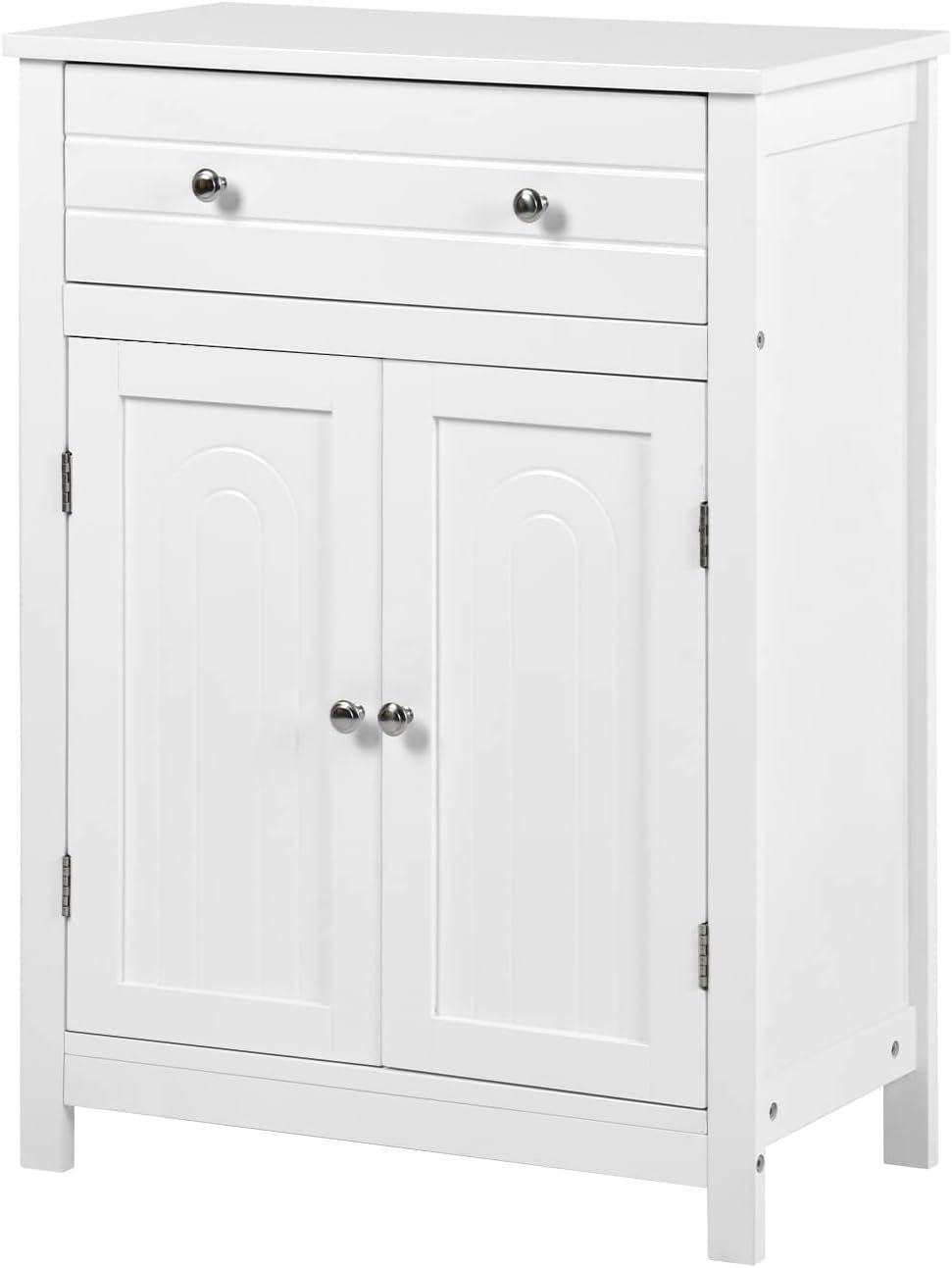 Gabinete de Almacenamiento para Piso de Baño con Puerta Doble, Estante Ajustable, para Baño, Sala de Estar, Cocina, Estilo Nórdico Escandinavo, Fácil Montaje