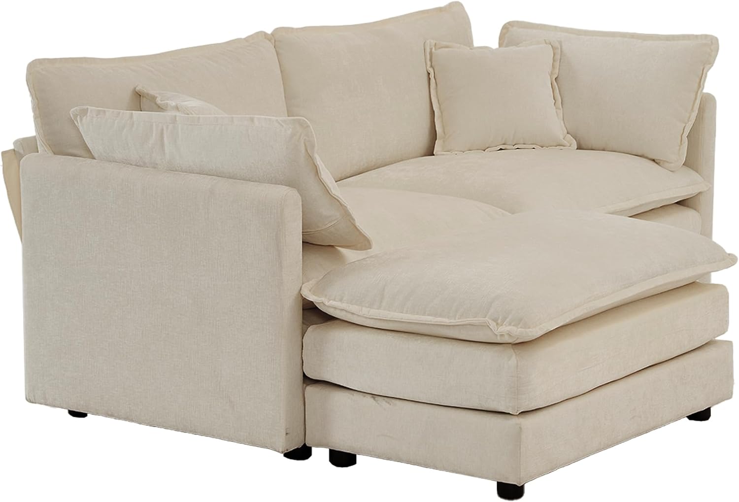Neylory - Sofá de dos plazas con 2 almohadas para sala de estar, recámara, departamento, 2 plazas de felpilla para asiento profundo