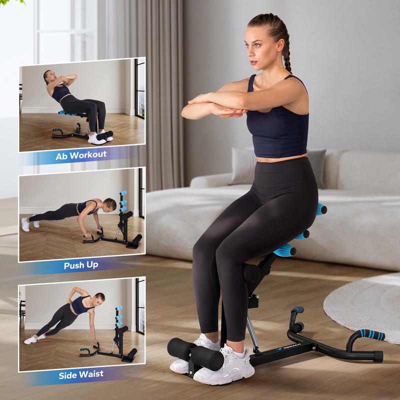 Máquina de sentadillas profundas Merach, máquina de glúteos ajustable para entrenamiento en gimnasio en casa, máquina de abdominales para desarrollar músculos y abdominales, banco abdominal, equipo de fitness para flexiones SpringStatements