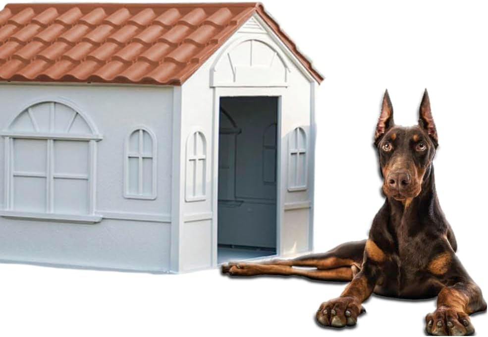 Casa Térmica para Perro Raza Grande | Incluye Puerta Metálica | 99 x 84 x 82 cm | Impermeable con Ventilación | Material Resistente al Exterior.
