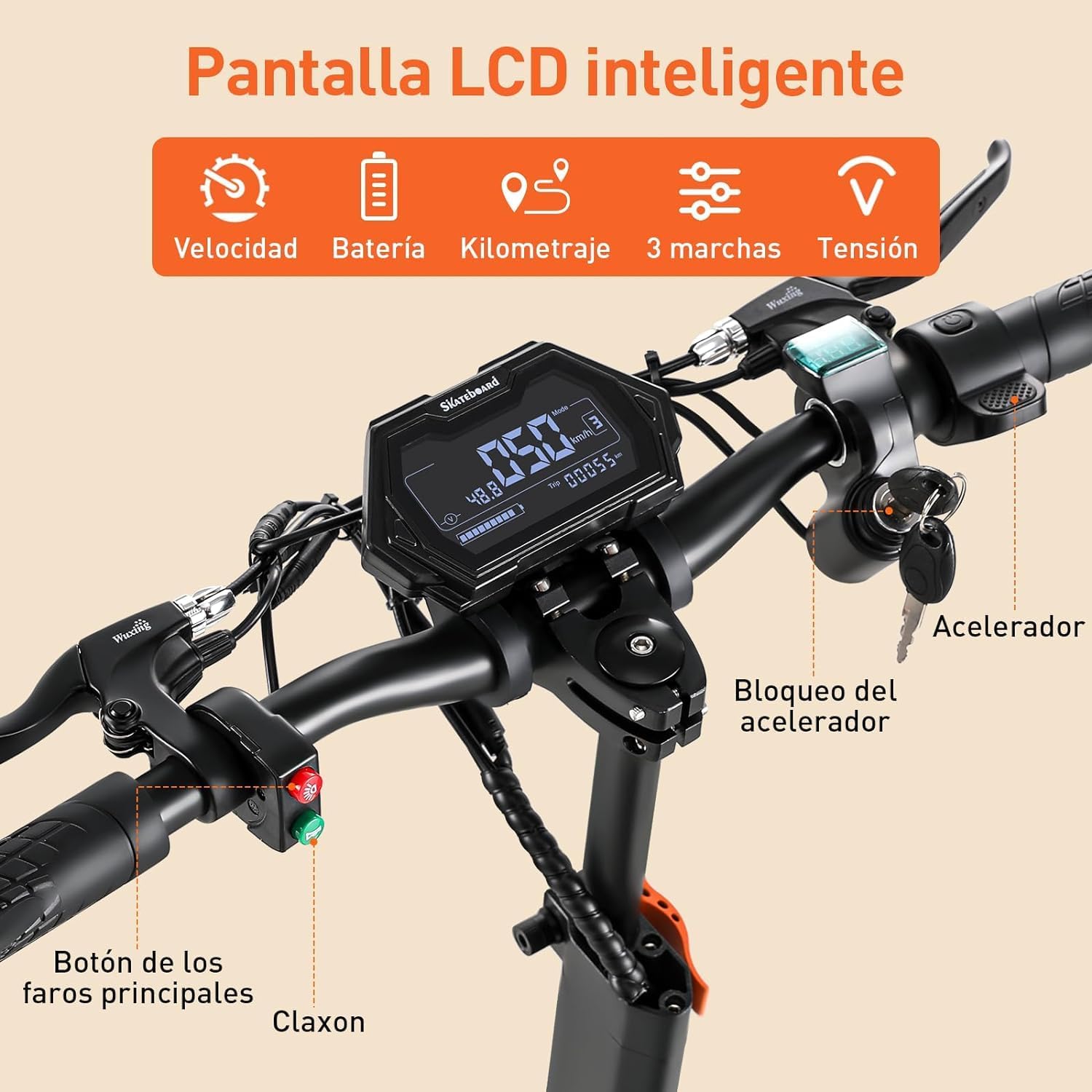 HONEYWHALE H3 Scooter Eléctrico Plegable para Adultos, Patin Electrico con Motor 1000W, Velocidad Máxima 55 km/h, Batería 15AH-Autonomía 60 km, Asiento del Maletero