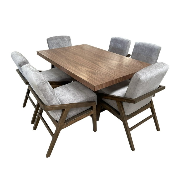 Comedor Dallas 6 Sillas SALVANTO Chapa De Nogal 160x100 cm