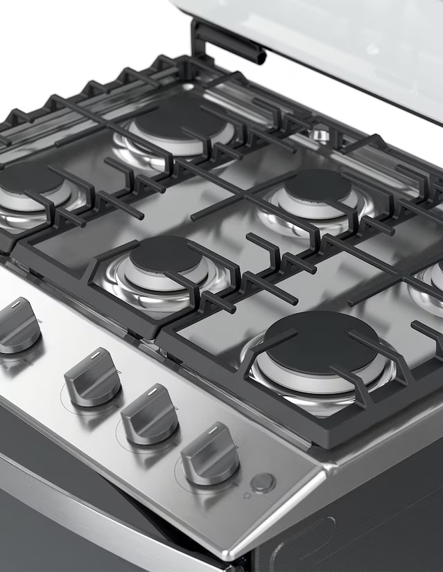 WHIRLPOOL  Combo estufa de piso a gas LP/natural 76 cm CWFR5200D-H de 6 quemadores + campana