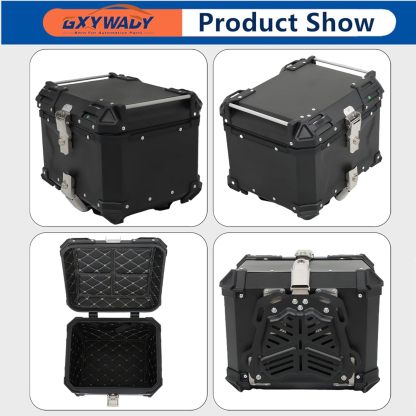 GXYWADY - Carcasa superior para motocicleta, 55L-X, color plata, aleación de aluminio, caja trasera para motocicleta, con espacio amplio y aspecto fresco, caja trasera para maletero de motocicleta,