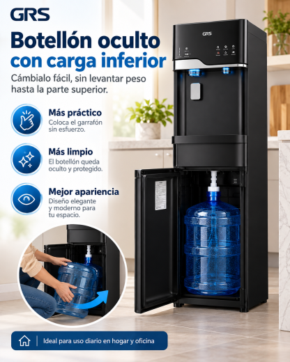 Dispensador de agua 3 temperaturas botellón oculto con fabrica de hielo GWIM3TBSO0 GRS
