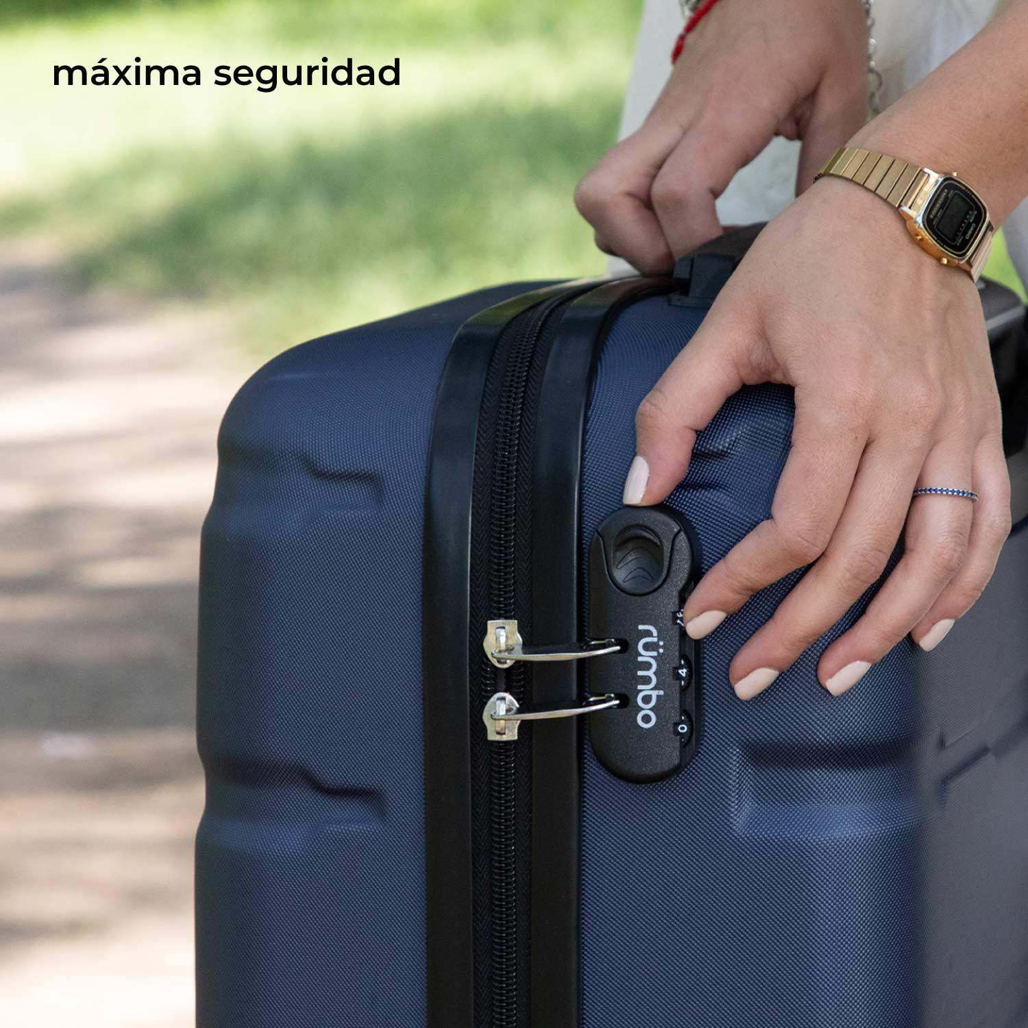Juego 4 Maletas De Viaje Rigidas Ruedas 360 Bolsas De Viaje azul Rumbo RUM40