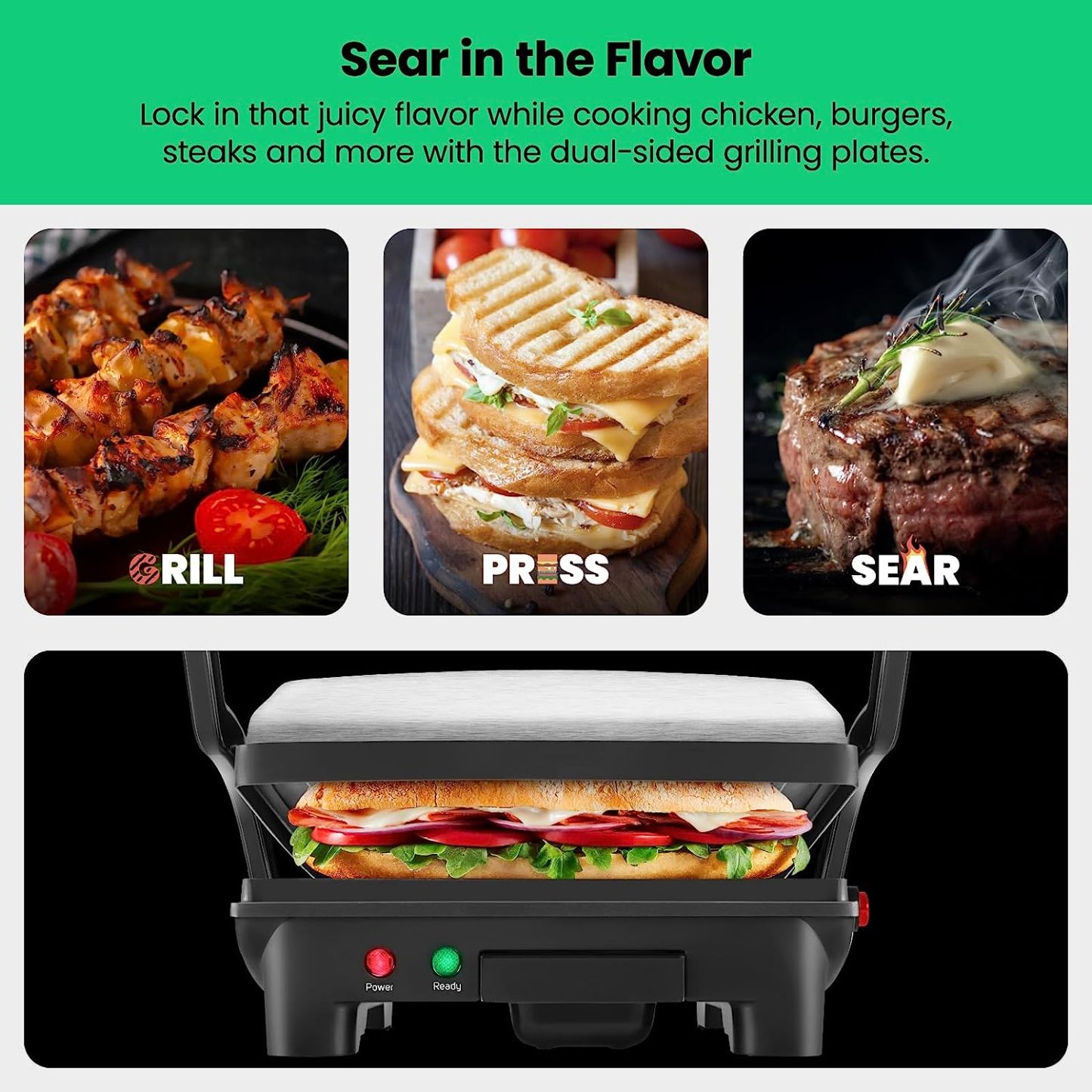 Chefman Parrilla Panini Prensa y Gourmet Sándwich de Hacer, 4 Rebanadas