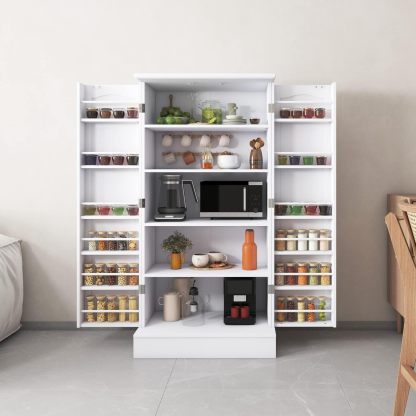 kepptory - clóset de despensa de 47 pulgadas, clóset de almacenamiento de despensa de cocina con puertas y estantes ajustables, aparador no empotrado café para sala de estar y comedor, resistente y