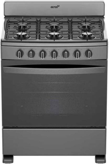 Estufa al piso Acros con puerta panorámica 6 quemadores 30 pulgadas Negro modelo AFR-2000B