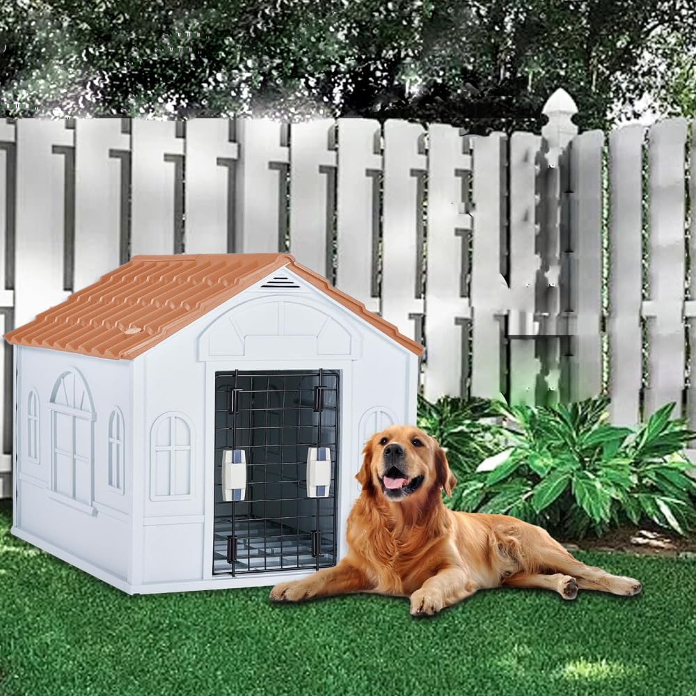 Casa Térmica para Perro Raza Grande | Incluye Puerta Metálica | 99 x 84 x 82 cm | Impermeable con Ventilación | Material Resistente al Exterior.