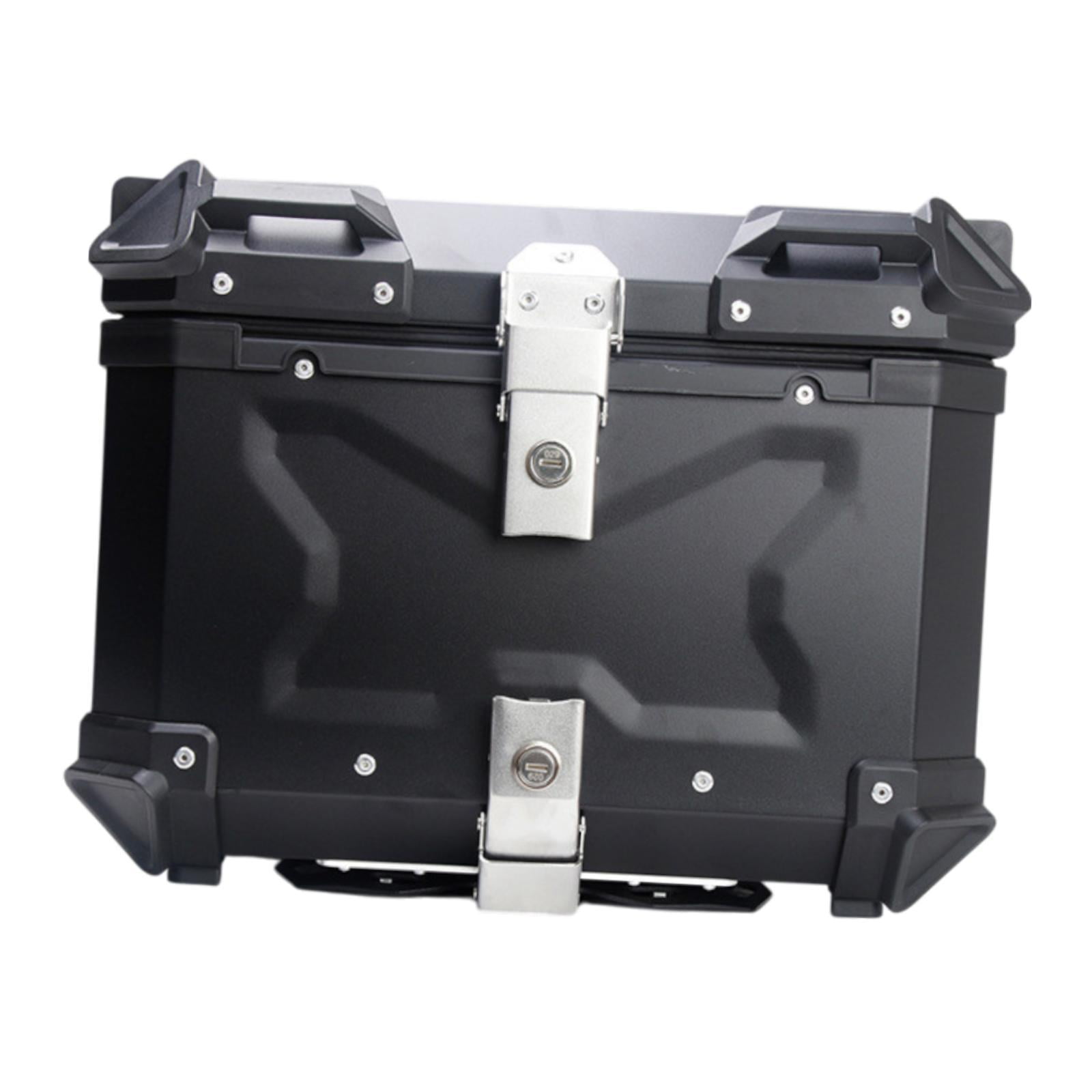 Baúl de motocicleta genérico, caja trasera, organizador de aluminio a prueba de golpes, caja para casco, baúl de almacenamiento de equipaje para 45L Plata