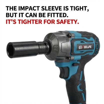 Llave de impacto sin escobillas GEVEELIFE 750Nm 3 en 1 de 1/2", inalámbrica, 3300 RPM, 2 baterías de 4.0 Ah, 6 vasos. Ideal para coches, bricolaje, muebles y cortacéspedes.