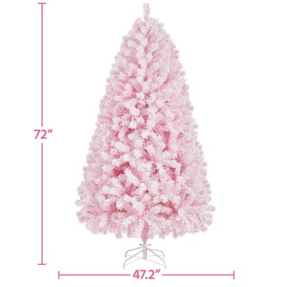 [Oferta especial de preventa]Yaheetech Árbol de Navidad Artificial Preiluminado de 6.5ft con 820 Puntas y 250 Luces Blancas Cálidas, Soporte Plegable, Color Blanco