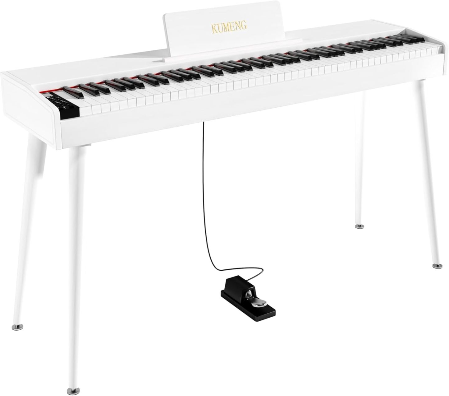 Teclado digital para piano de 88 teclas semiponderado, piano eléctrico de tamaño completo para principiantes, con soporte de partitura, pedal, adaptador de corriente, modo de auriculares,