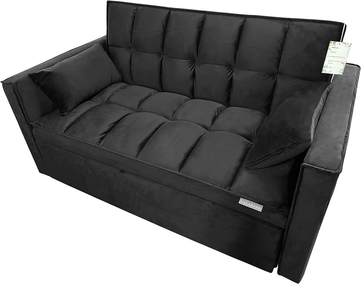 CALABASH Sofá convertible de 55 pulgadas 3 en 1 sofá de terciopelo pequeño con cama extraíble, respaldo reclinable, almohadas y bolsillos, futón para sala de estar, departamento, oficina