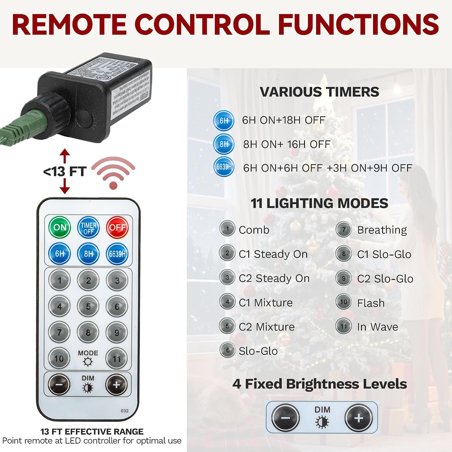 【11 Light-Modes】YITAHOME 4.5/6/7.5/9 FT Artificial Christmas Tree, with PVC Tips and Warm-White Lights, Ideal for Home, Office Decoration 【11 Light-Modes】YITAHOME 4.5/6/7.5/9 FT Artificial Christmas Tree, with PVC Tips and Warm-White Lights, Ideal for Home, Office Decoration