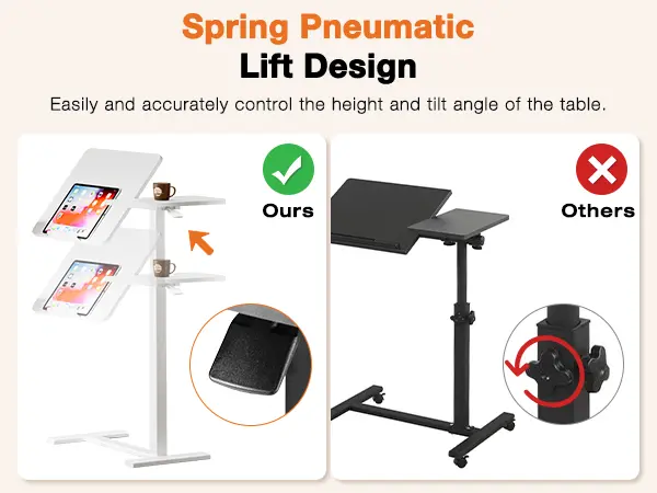 Overbed Bedside Table Adjustable with Wheels, Mobile Standing Stand Up Rolling Laptop PC Desks with Tilting Top Height Tray Side Computer Workstation Overbed Bedside Table Adjustable with Wheels, Mobile Standing Stand Up Rolling Laptop PC Desks with Tilting Top Height Tray Side Computer Workstation