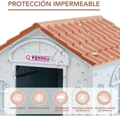 Casa Térmica para Perro Raza Grande | Incluye Puerta Metálica | 99 x 84 x 82 cm | Impermeable con Ventilación | Material Resistente al Exterior.
