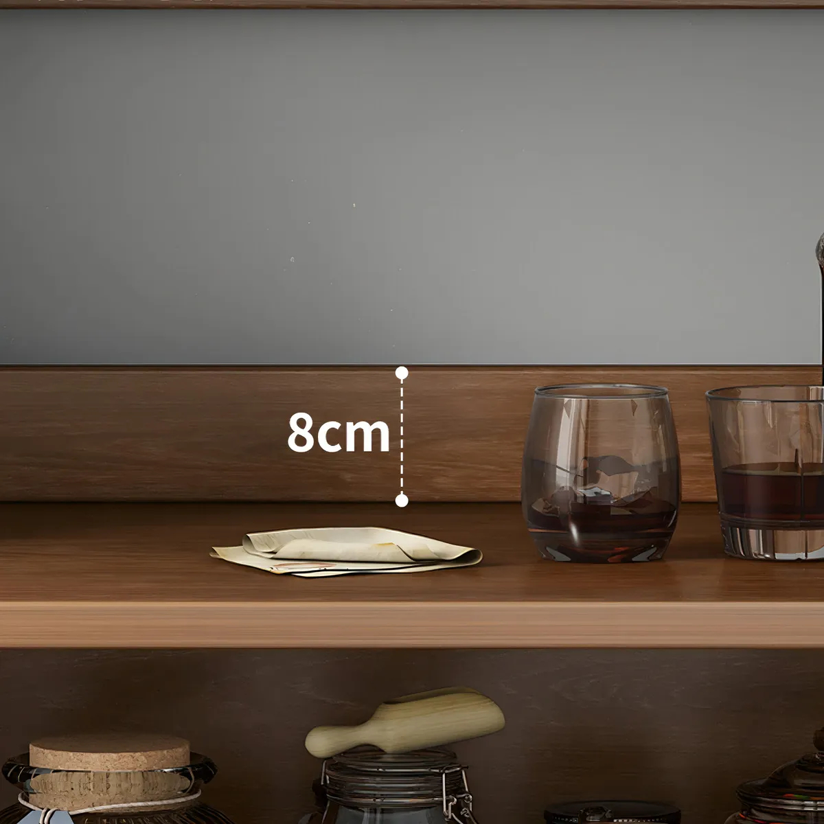 Armario De Cocina Compacto Con Gabinete Y Mostrador 80cm Color Marrón