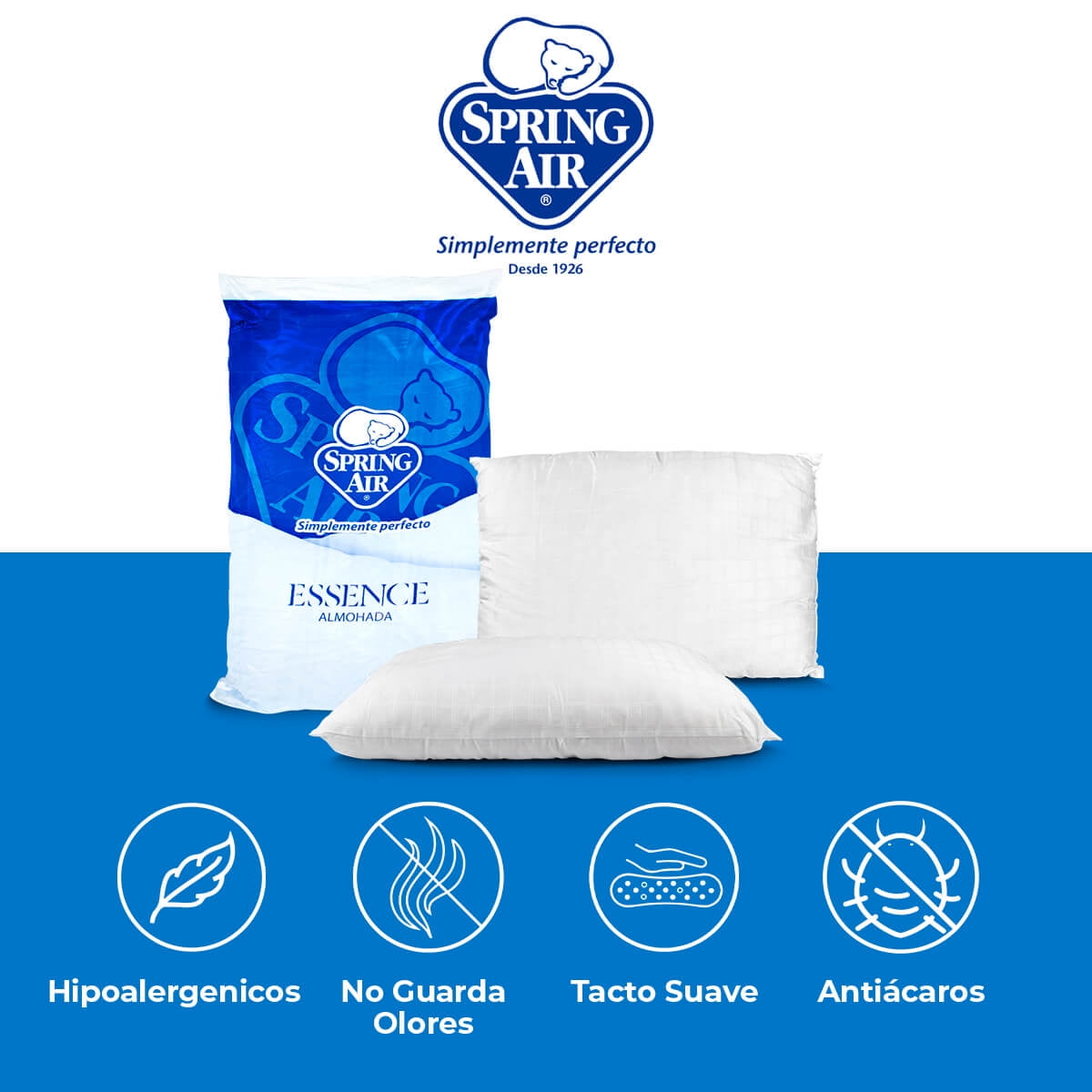 Paquete Colchon King Size + 2 Almohadas + Cubre Colchon + Sabanas Spring Air Smith