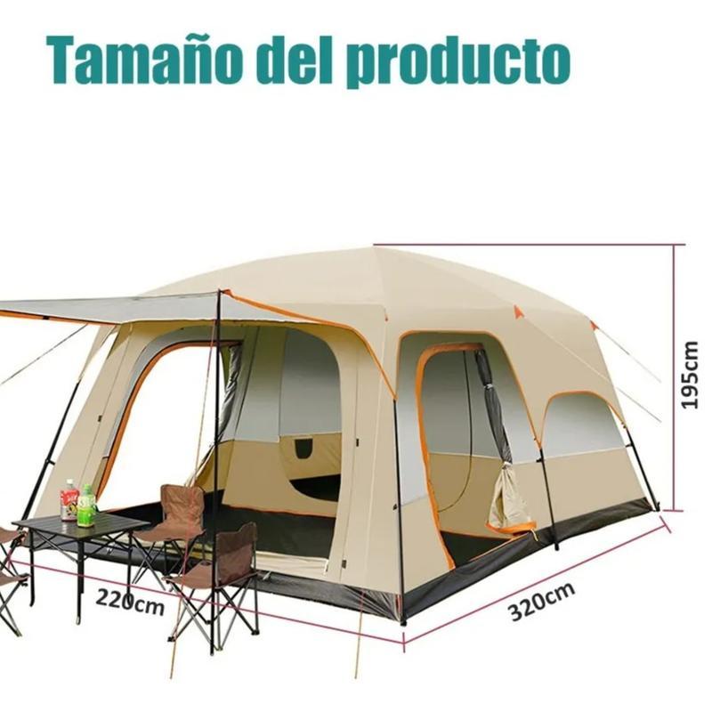 Carpa Puegarou 4-6 Personas Verde Oscuro con Protección de Lluvia y Mosquiteras